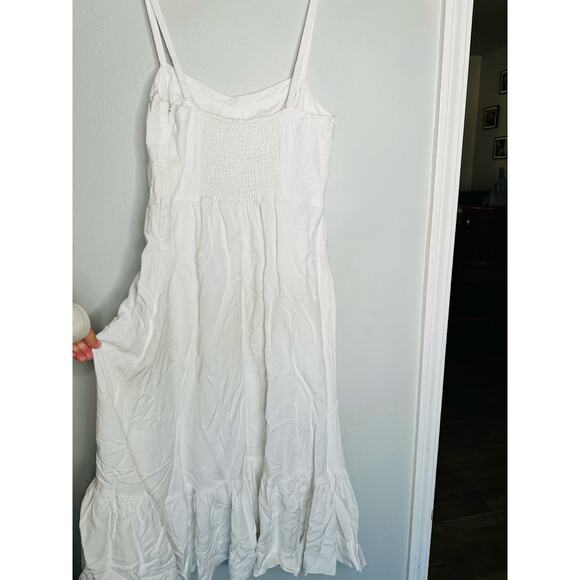 JONATHAN SIMKHAI White Kitzia Linen Cover Up Bustier Midi Dress Size Large - Picture 9 of 12